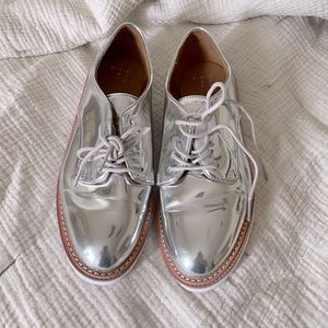 Silver Oxford flats
